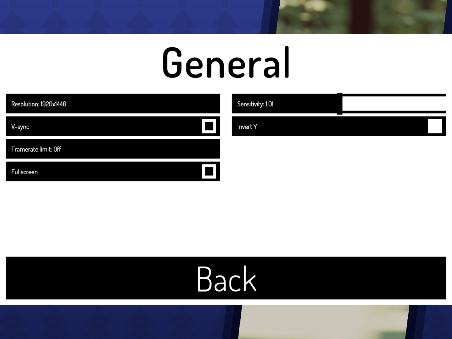 Settings menu